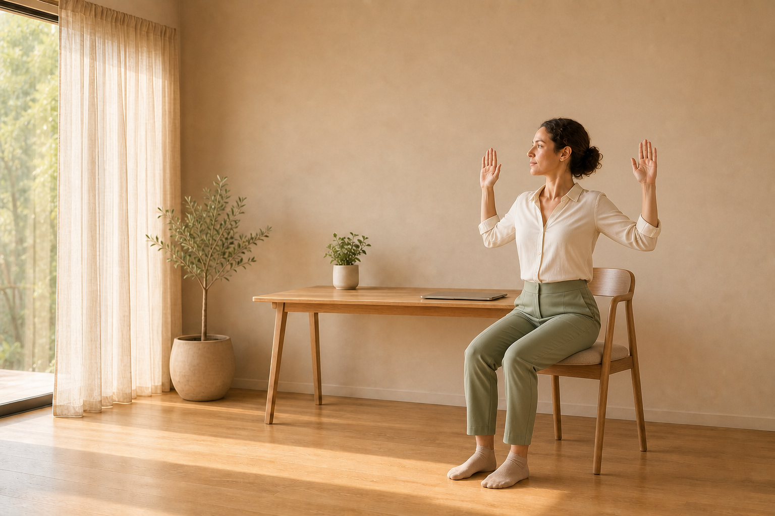 Ouverture des épaules en cactus sur une chaise