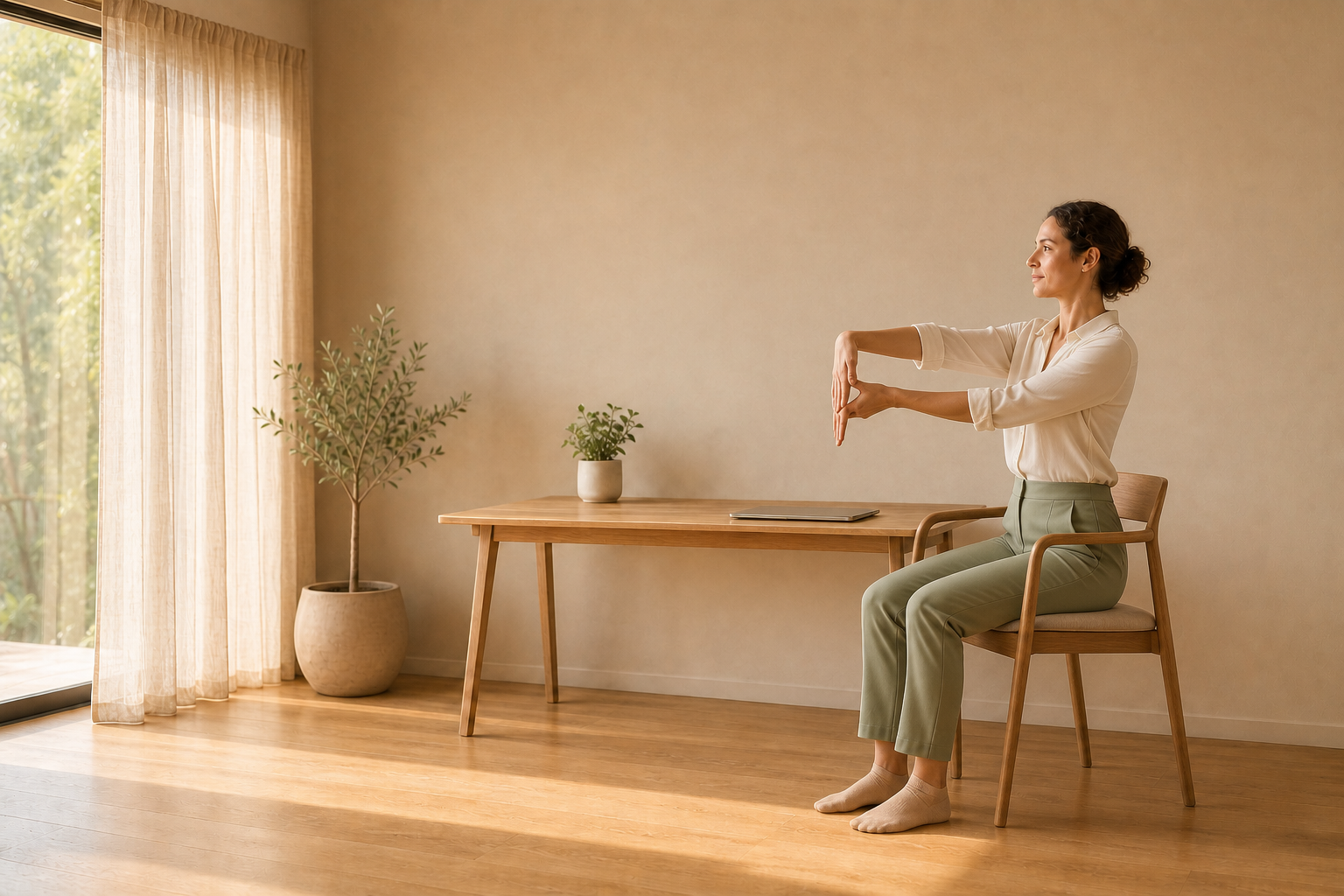 Étirement du poignet avec un bras tendu devant soi